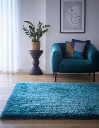 Dark Teal Solid Plush Shag Rug - Image 1