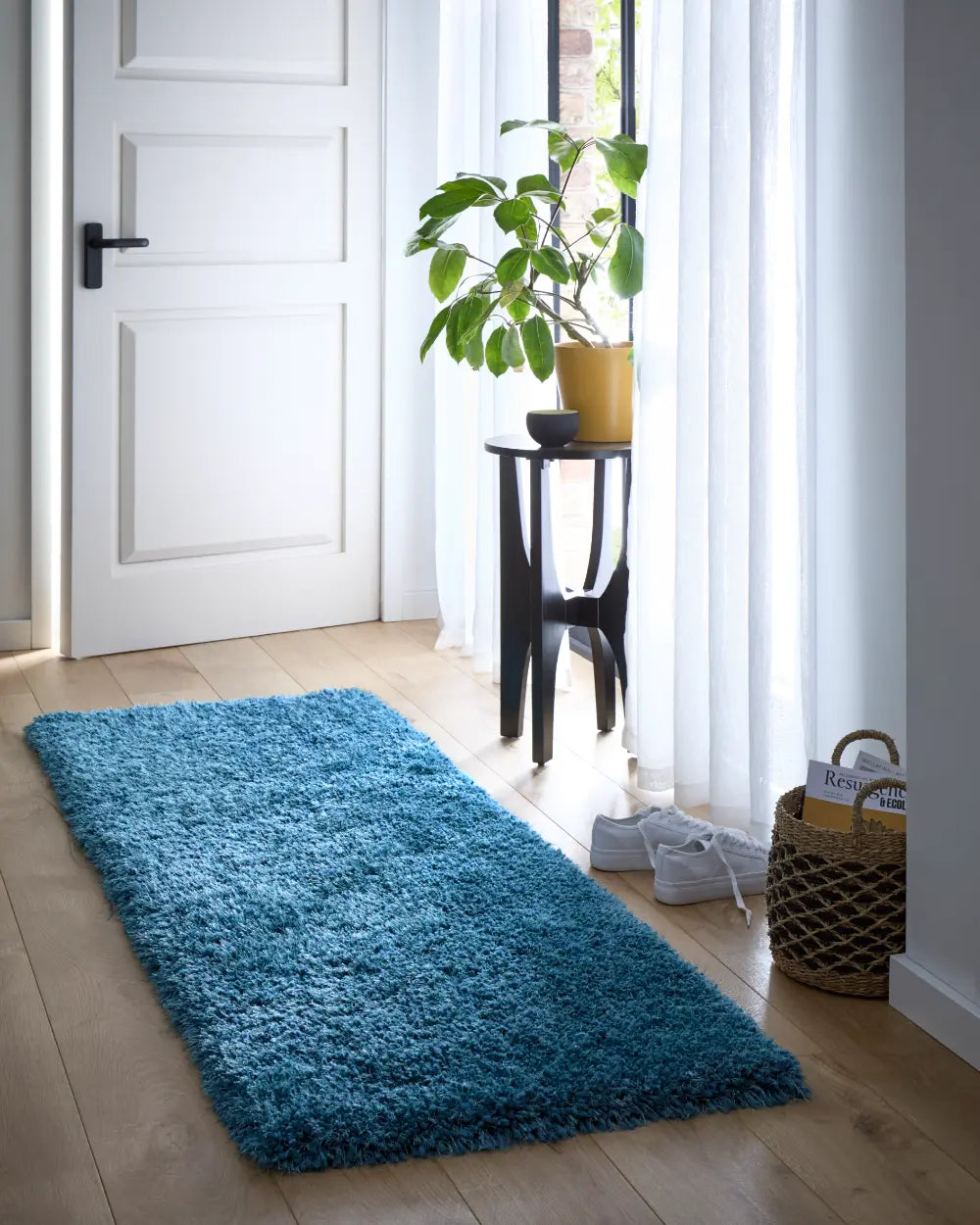 Dark Teal Solid Plush Shag Rug - Image 2