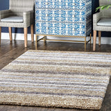 Denim Beige Ombre Collection Plush Shag Rug - Image 1