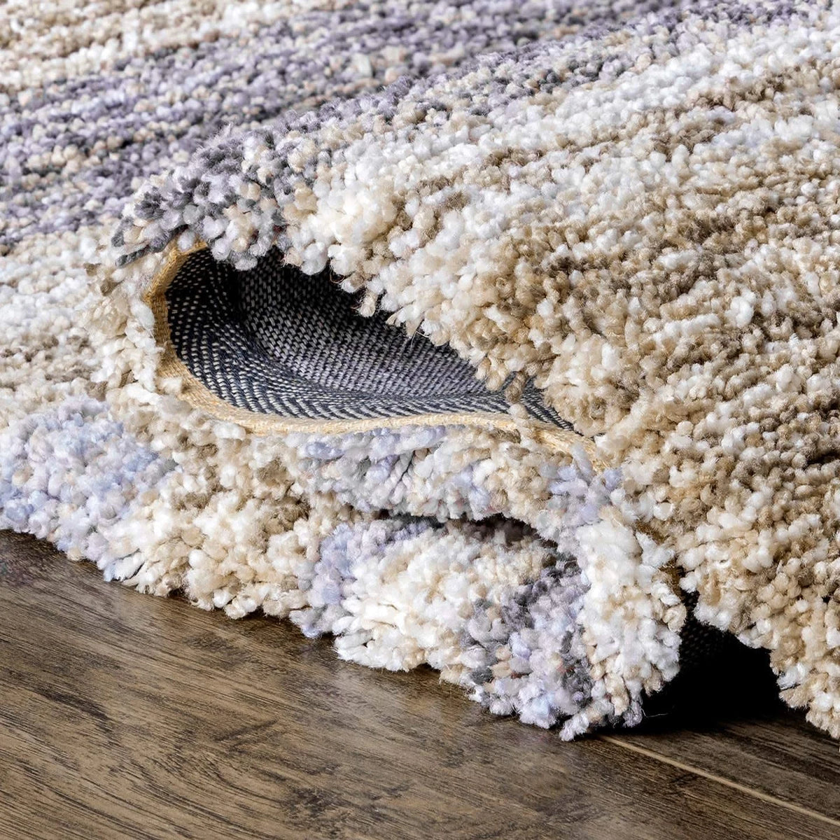 Denim Beige Ombre Collection Plush Shag Rug - Image 5