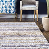 Denim Beige Ombre Collection Plush Shag Rug - Image 7