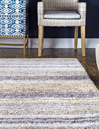 Denim Beige Ombre Collection Plush Shag Rug - Image 7
