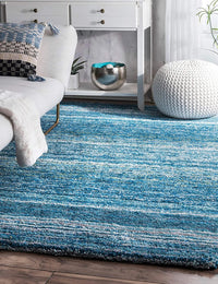 Denim Blue Ombre Collection Plush Shag Rug - Image 1