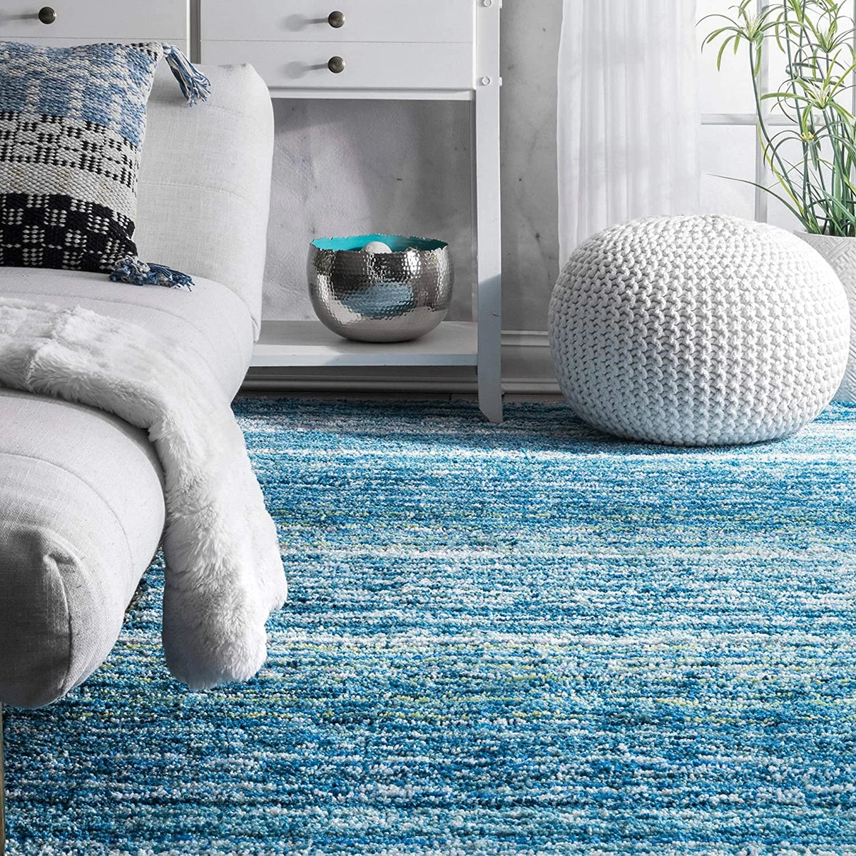 Denim Blue Ombre Collection Plush Shag Rug - Image 2