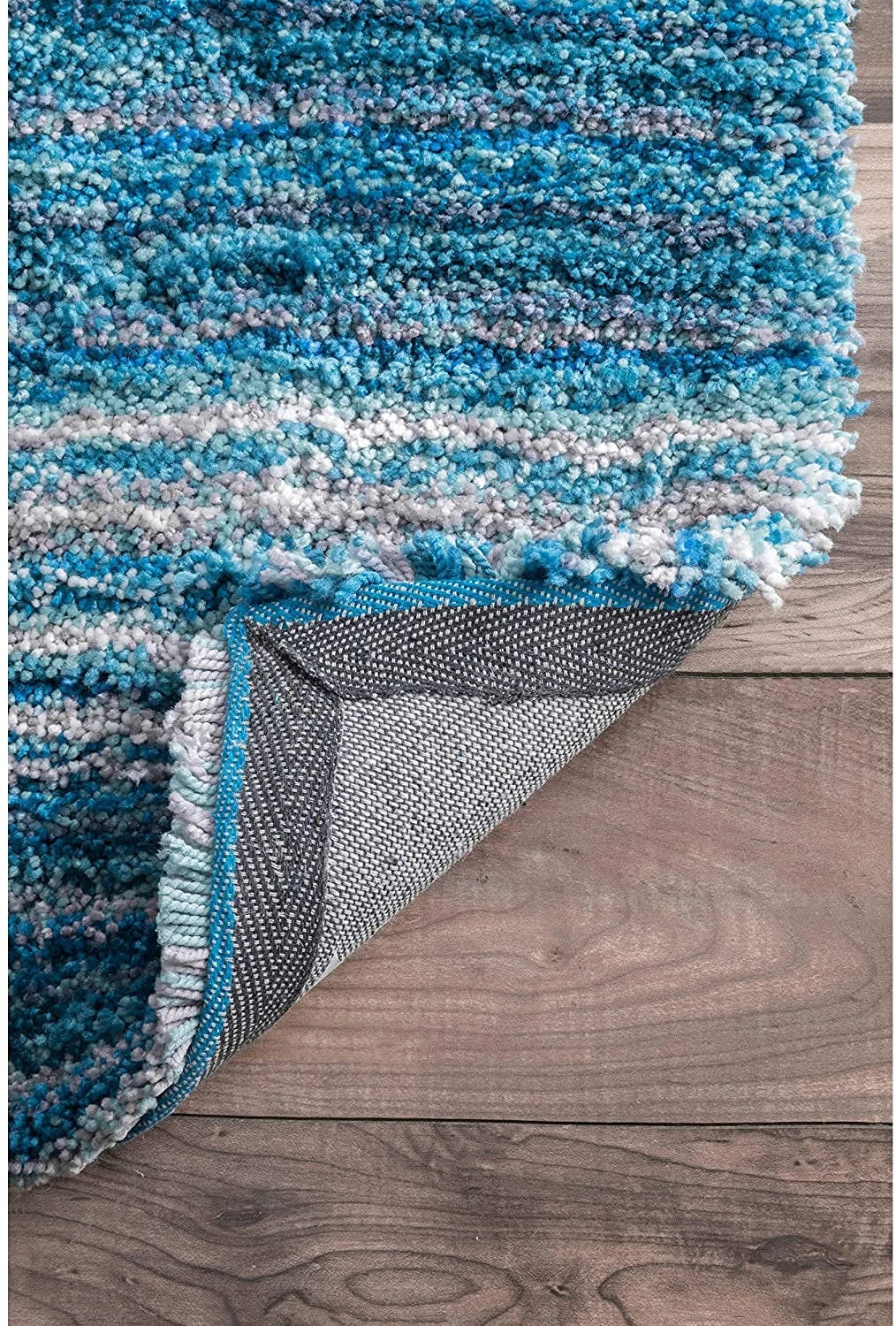 Denim Blue Ombre Collection Plush Shag Rug - Image 4