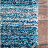 Denim Blue Ombre Collection Plush Shag Rug - Image 5