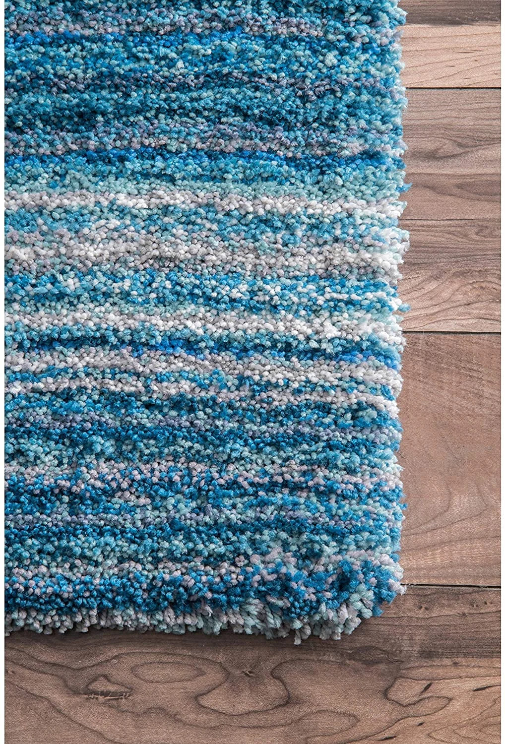Denim Blue Ombre Collection Plush Shag Rug - Image 5