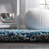 Denim Blue Ombre Collection Plush Shag Rug - Image 6