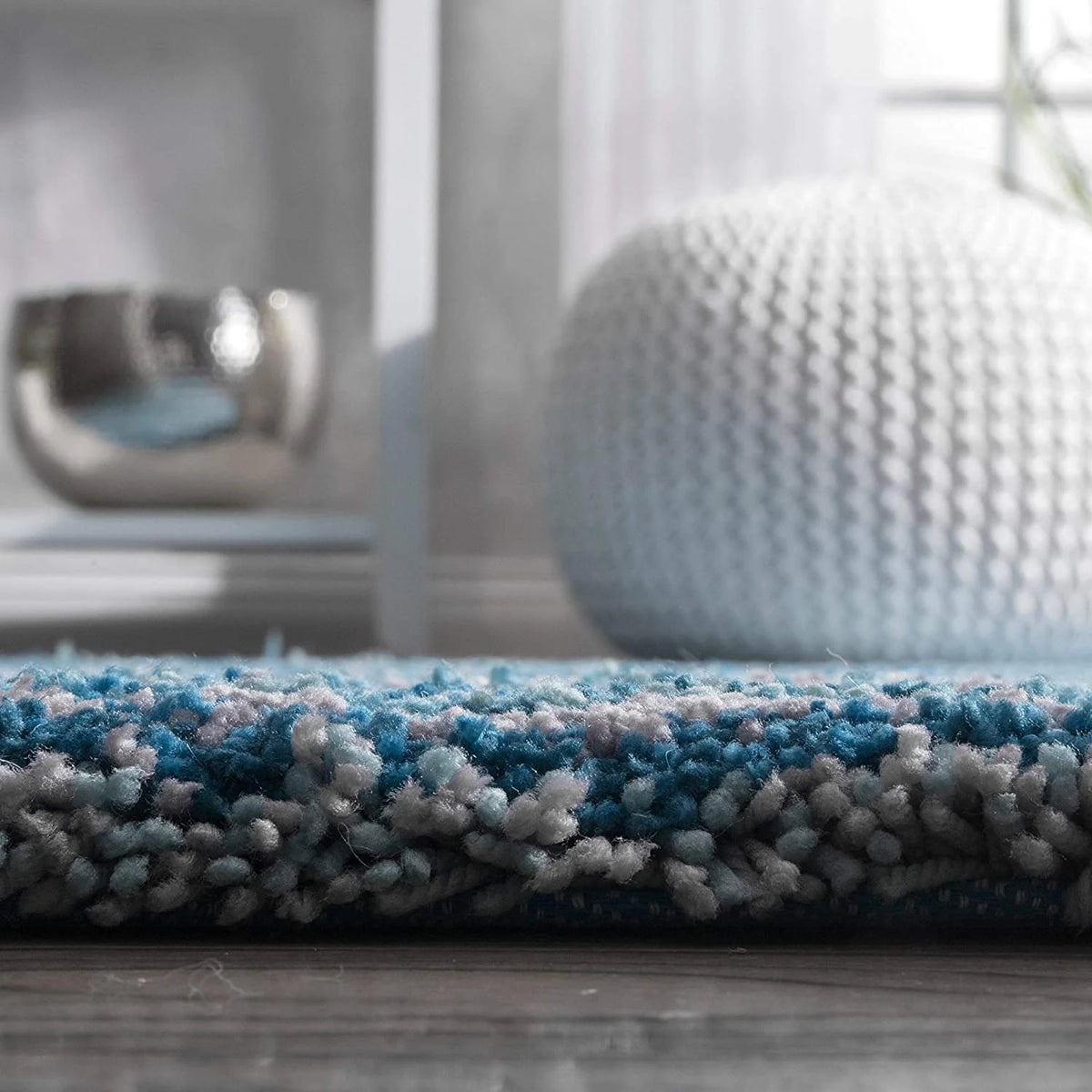Denim Blue Ombre Collection Plush Shag Rug - Image 6