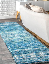 Denim Blue Ombre Collection Plush Shag Rug - Image 8