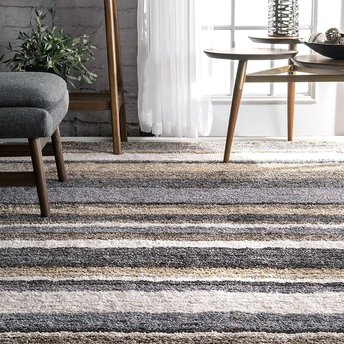 Denim Brown Ombre Collection Plush Shag Rug - Image 4
