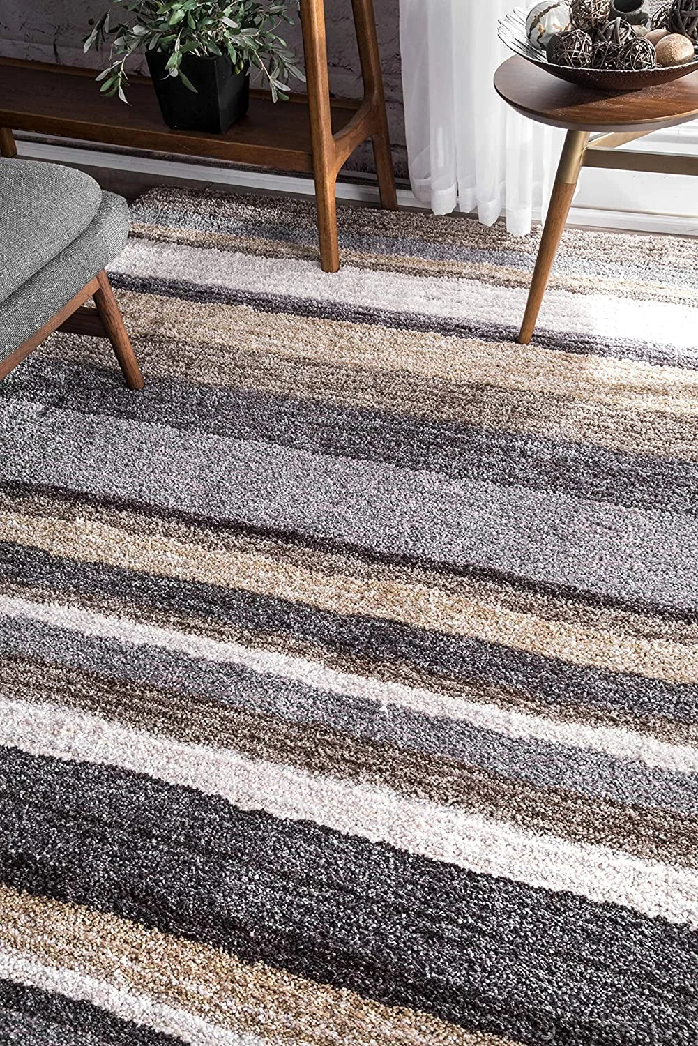 Denim Brown Ombre Collection Plush Shag Rug - Image 7