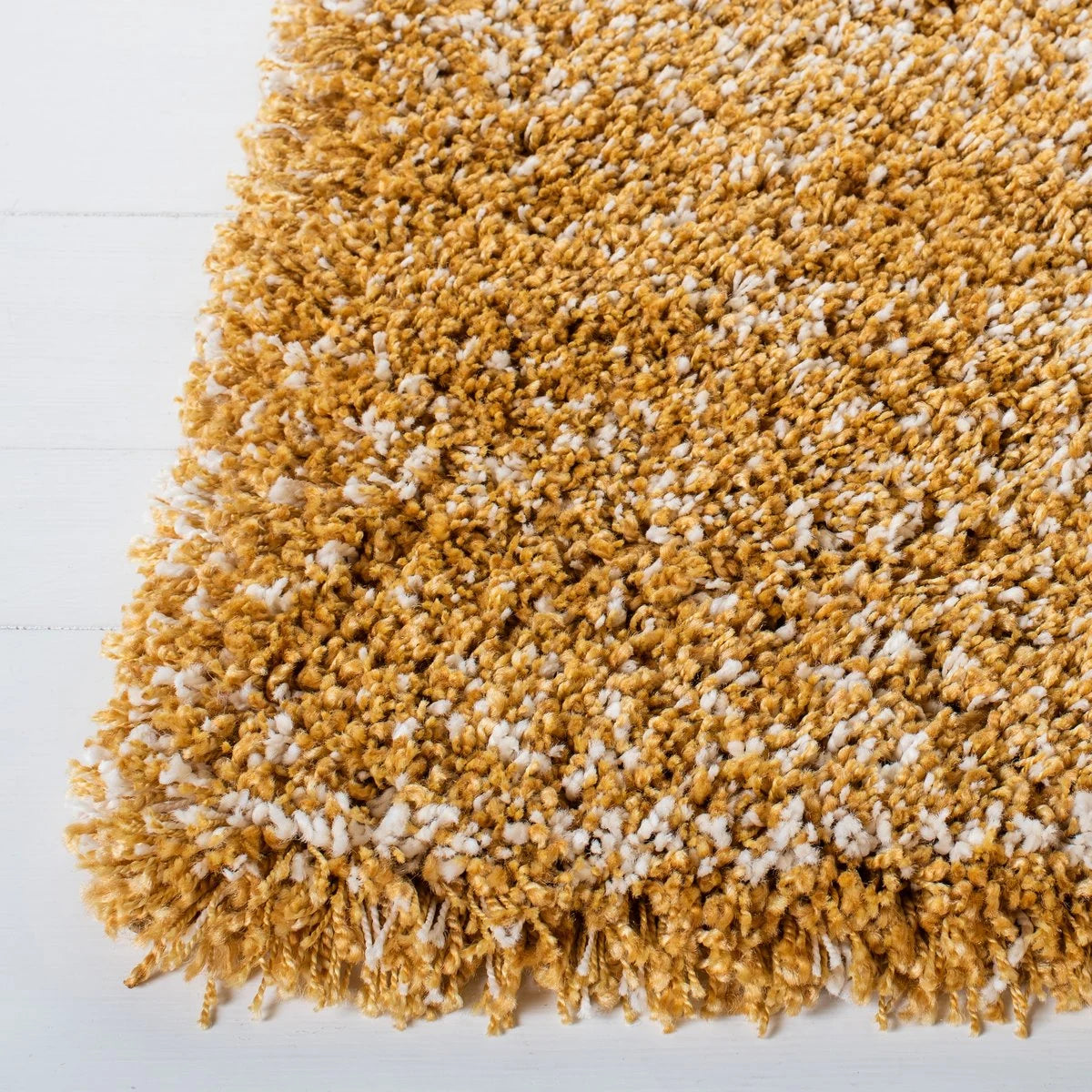 Denim Gold Ivory Ombre Collection Plush Shag Rug - Image 2