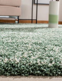 Denim Green, Ivory Ombre Collection Plush Shag Rug - Image 2