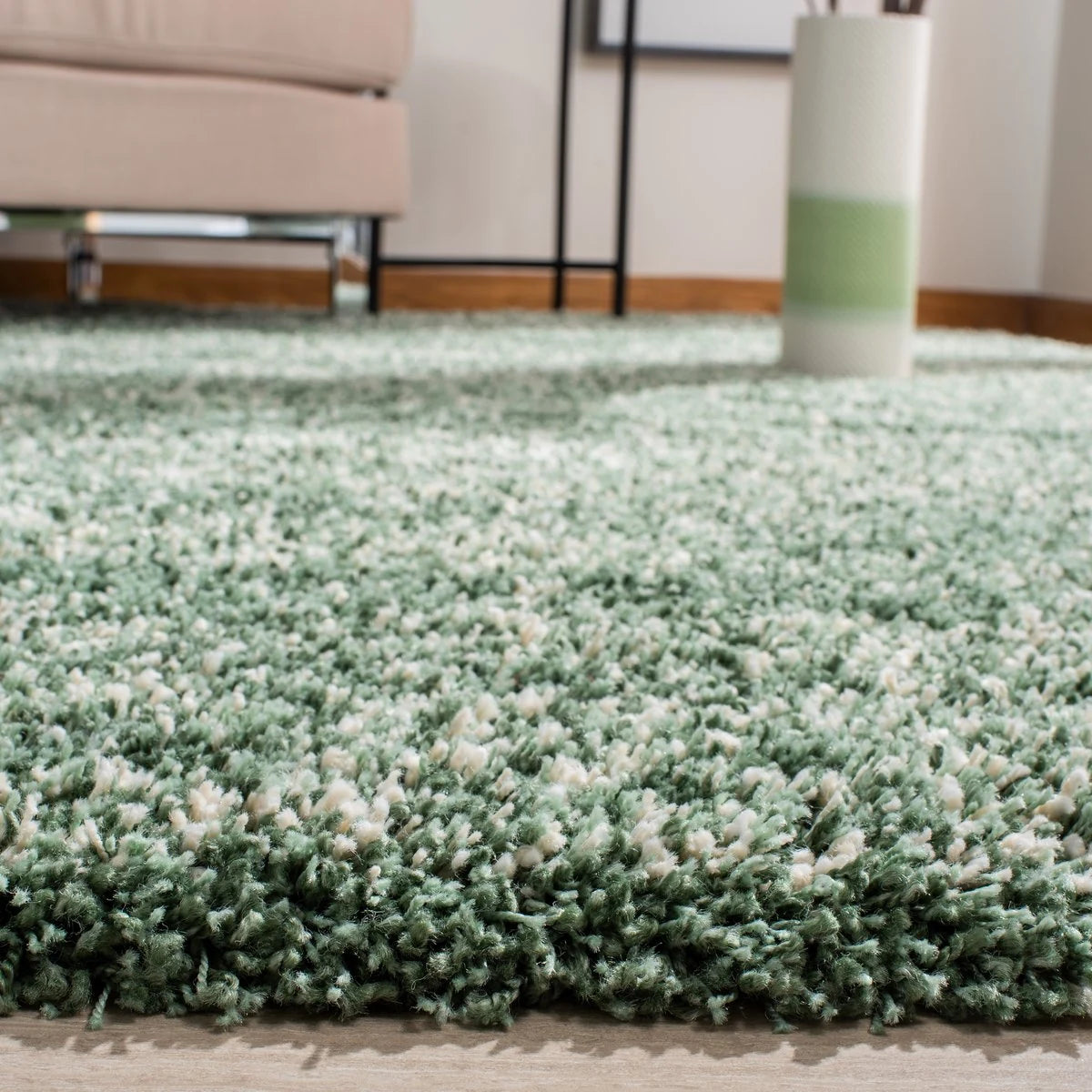Denim Green, Ivory Ombre Collection Plush Shag Rug - Image 6
