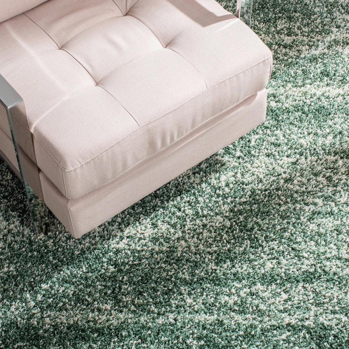 Denim Green, Ivory Ombre Collection Plush Shag Rug - Image 7