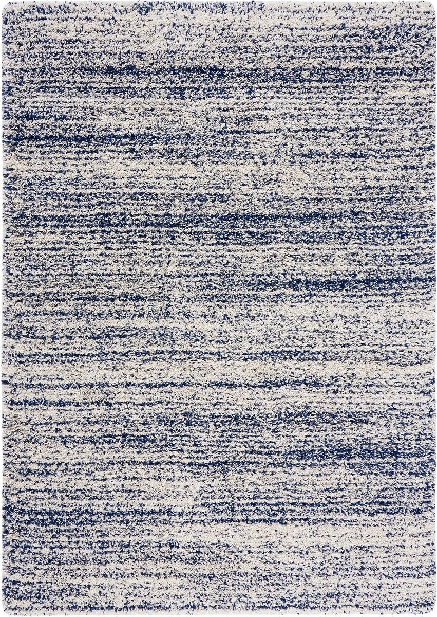 Denim Ivory, Navy Ombre Collection Plush Shag Rug - Image 1