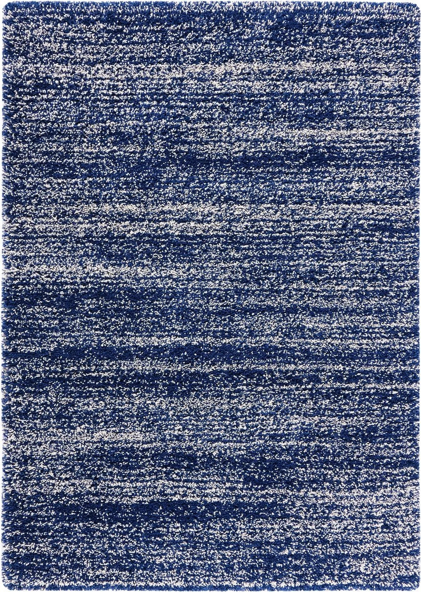 Denim Navy Ivory Ombre Collection Plush Shag Rug - Image 1