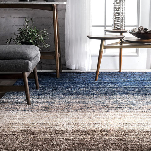 Denim Navy Ombre Collection Plush Shag Rug - Image 1