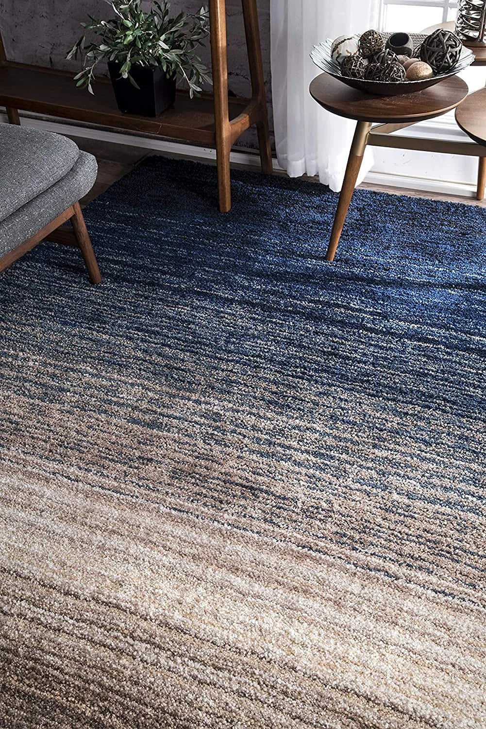 Denim Navy Ombre Collection Plush Shag Rug - Image 2