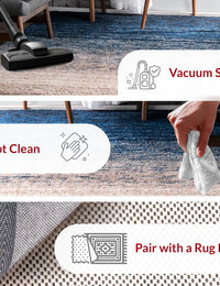 Denim Navy Ombre Collection Plush Shag Rug (Alternate Angle) - Image 1