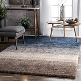 Denim Navy Ombre Collection Plush Shag Rug (Alternate Angle) - Image 2