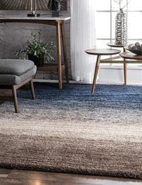 Denim Navy Ombre Collection Plush Shag Rug (Alternate Angle) - Image 2