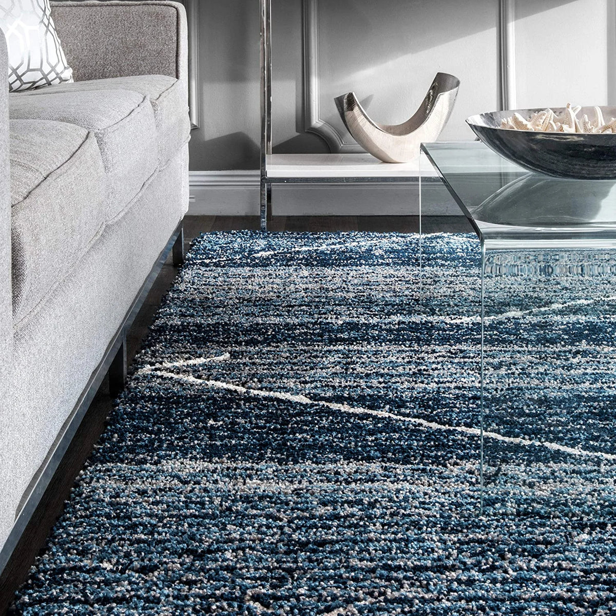 Denim Ombre Collection Plush Shag Rug - Image 4