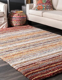 Denim Red Ombre Collection Plush Shag Rug - Image 1