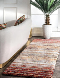 Denim Red Ombre Collection Plush Shag Rug - Image 4