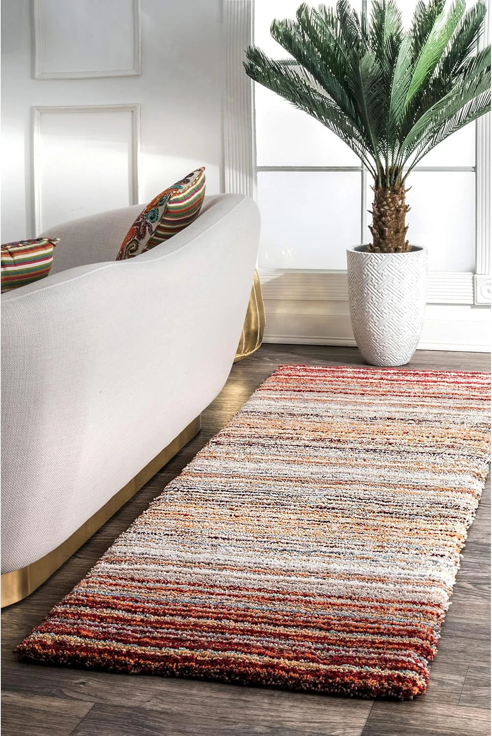Denim Red Ombre Collection Plush Shag Rug - Image 4