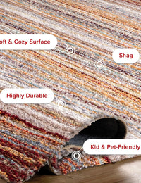 Denim Red Ombre Collection Plush Shag Rug (Alternate Angle) - Image 1