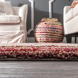 Denim Red Ombre Collection Plush Shag Rug (Alternate Angle) - Image 4