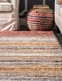 Denim Red Ombre Collection Plush Shag Rug (Alternate Angle) - Image 6