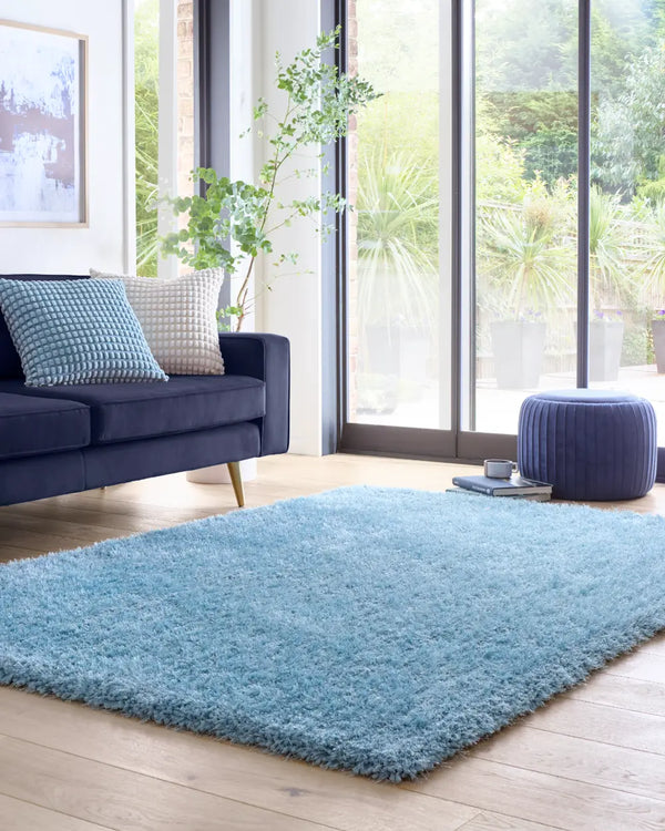 Duck Egg Solid Plush Shag Rug - Image 1