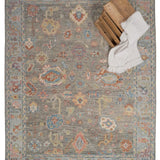 Elan SilverGreyGreen Hand-Knotted Wool Rug - Image 1