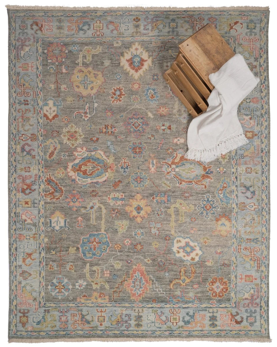 Elan SilverGreyGreen Hand-Knotted Wool Rug - Image 1