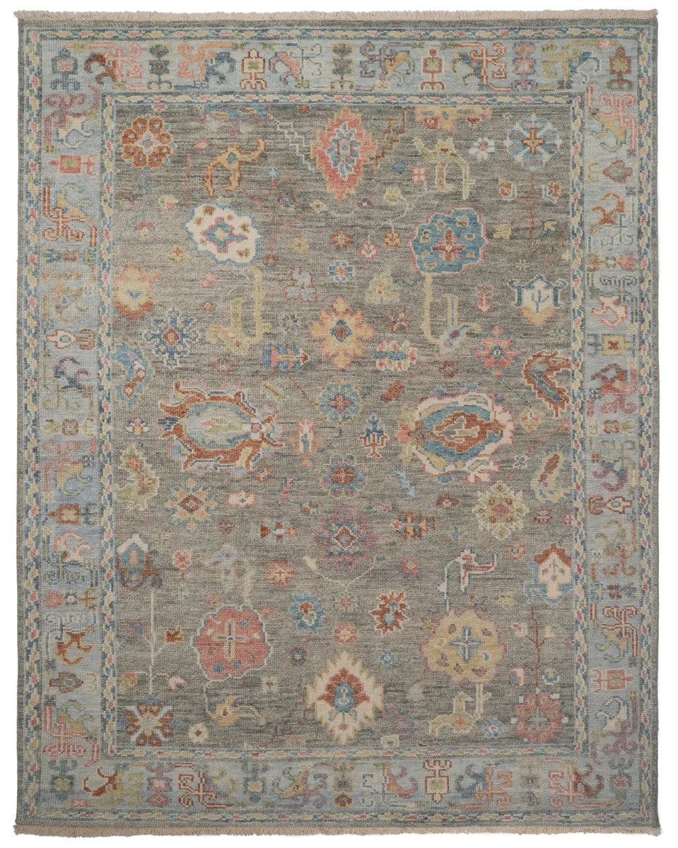 Elan SilverGreyGreen Hand-Knotted Wool Rug - Image 2
