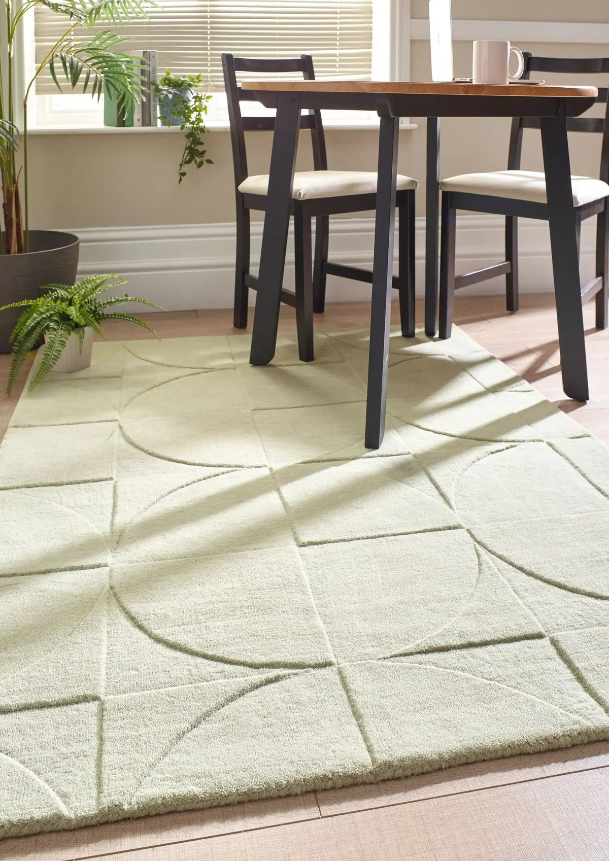 Eucalyptus Geometric Hand-Tufted Wool Rug - Image 1