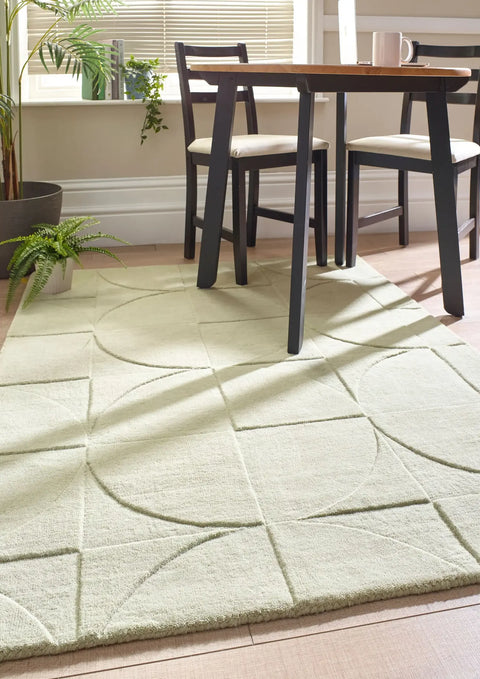 Eucalyptus Geometric Hand-Tufted Wool Rug - Image 1