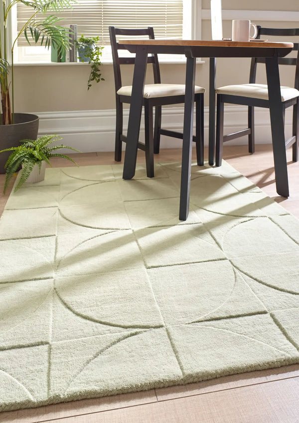 Eucalyptus Geometric Hand-Tufted Wool Rug - Image 1