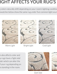 Florida Beige, Blue Floral Plush Shag Rug - Image 2