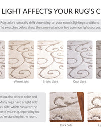 Florida Cream, Beige Plush Shag Rug Round Rug - Image 1