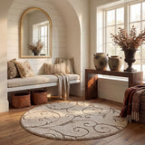 Florida Cream, Beige Plush Shag Rug Round Rug - Image 2