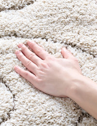Florida Cream, Beige Plush Shag Rug Round Rug - Image 3