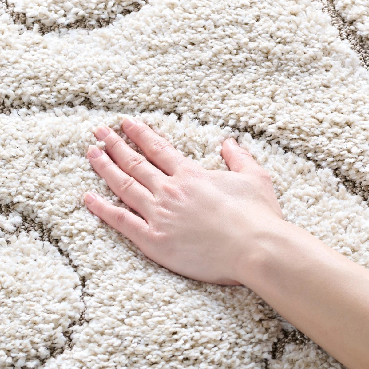 Florida Cream, Beige Plush Shag Rug Round Rug - Image 3