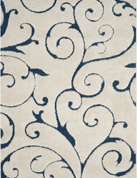 Florida Cream, Blue Floral Plush Shag Rug - Image 1