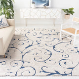Florida Cream, Blue Floral Plush Shag Rug - Image 2
