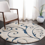 Florida Cream, Blue Floral Plush Shag Rug - Image 3
