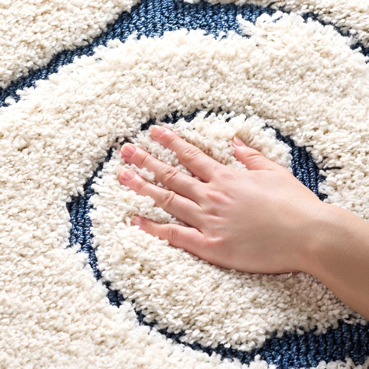 Florida Cream, Blue Floral Plush Shag Rug - Image 4